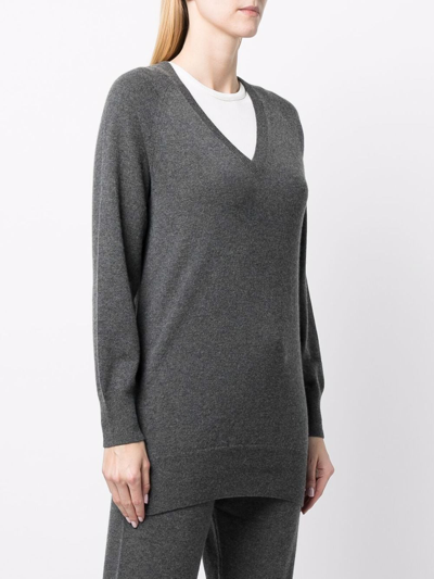Shop Paula V-neck Knit Jumper In Grey
