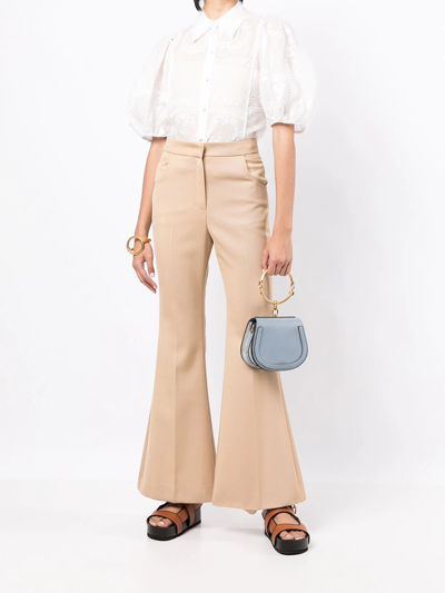 Chloé Embroidered-design Puff-sleeve Shirt In White