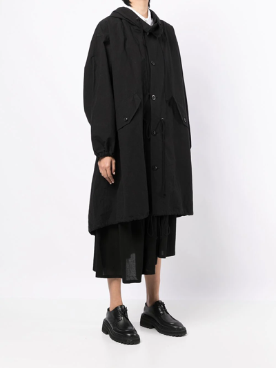 Shop Y's Oversized Hooded Coat In Black