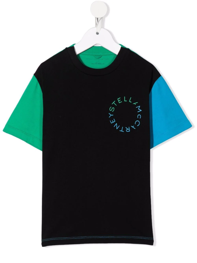 Shop Stella Mccartney Colour-block Logo T-shirt In Black