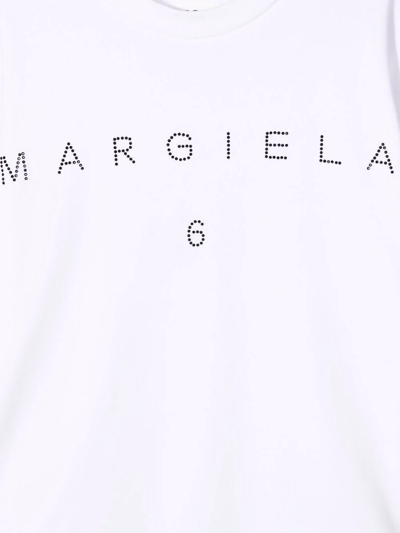 Shop Mm6 Maison Margiela Teen Studded-logo Sweatshirt Dress In White