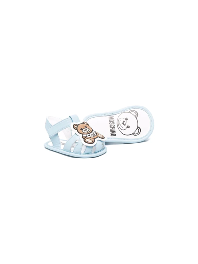 Shop Moschino Toy Bear Patch Sandals In Blue