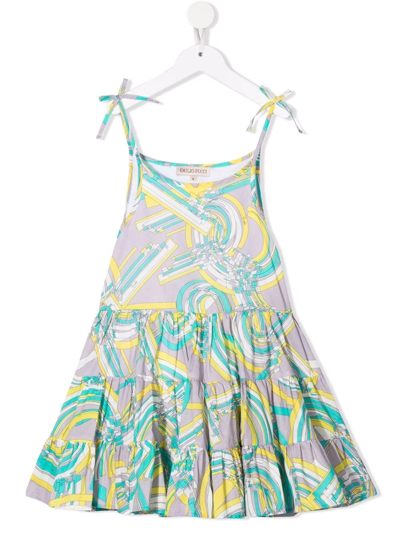 Emilio Pucci Junior Graphic-print Cotton Sundress In Purple