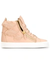 GIUSEPPE ZANOTTI wing detail hi-top sneakers,RUBBER100%