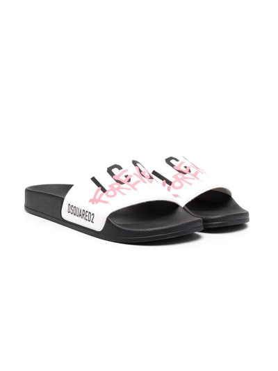 Dsquared2 Icon-print Pool Slides In White