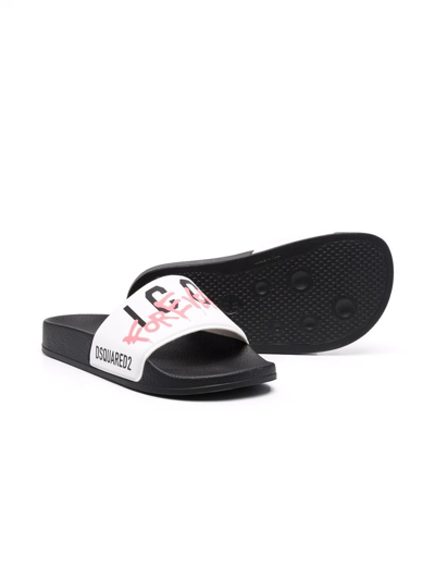 Dsquared2 Icon-print Pool Slides In White