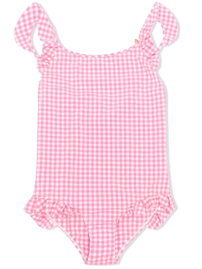 Shop Bonpoint Teen Acapulco Gingham Swimsuit In Pink