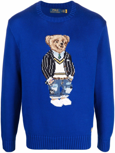 Polo Ralph Lauren Polo Bear Cotton Sweater In Blue | ModeSens