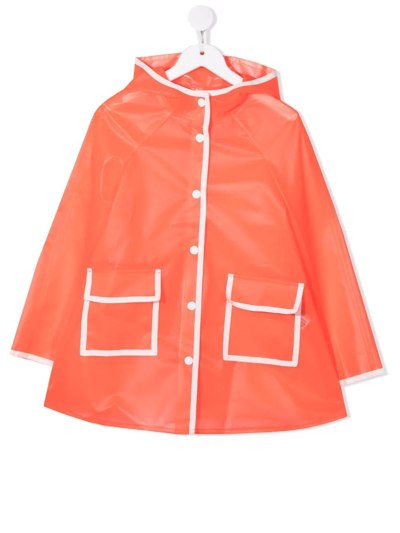 Shop Bonpoint Lumiere Hooded Raincoat In Orange