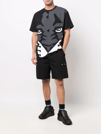 Just Don Tiger-print Cotton T-shirt In Black