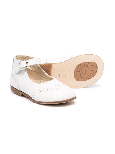 Gallucci Perforated Leather Ballerina Shoes In White