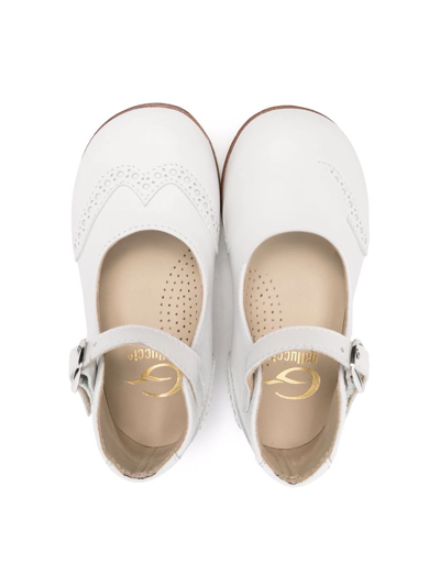 Gallucci Perforated Leather Ballerina Shoes In White