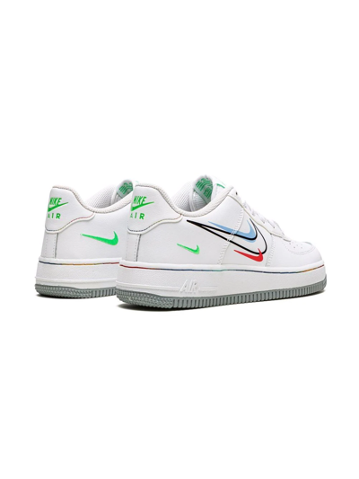Nike Kids' Air Force 1 Sneakers "multi-swoosh" In  White/aluminum/black/light Green Spark | ModeSens