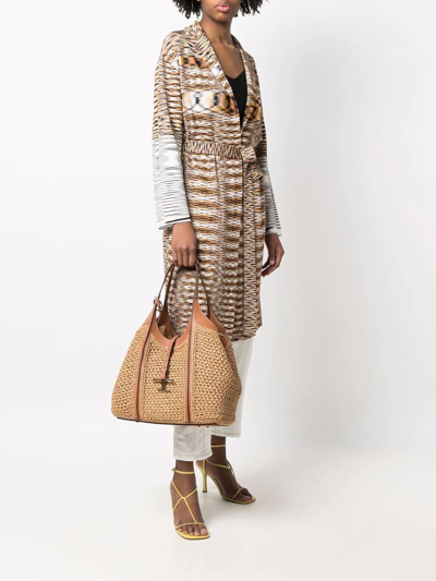 Shop Tod's Timeless Raffia Tote Bag In Neutrals