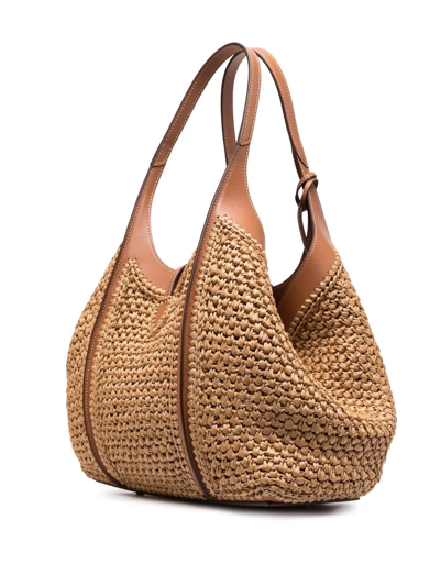 Shop Tod's Timeless Raffia Tote Bag In Neutrals