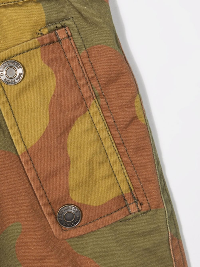 Dsquared2 Kids Cotton Shorts With Camouflage Pattern In Green