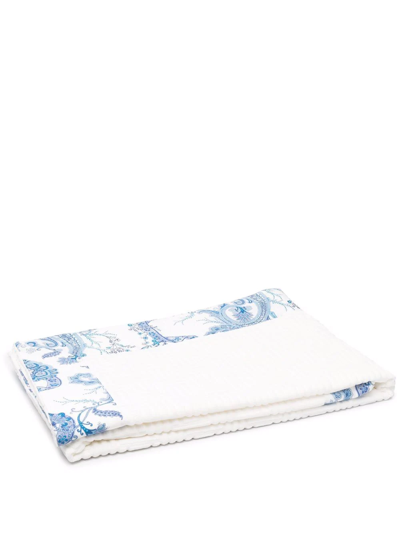 Shop Etro Home Paisley-print Trim Beach Towel In White