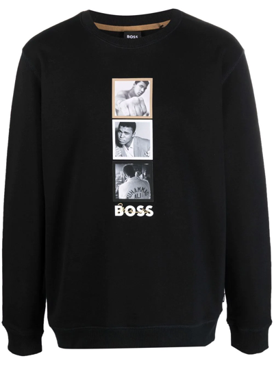 Hugo Boss French-terry Sweatshirt With Muhammad Ali Graphics In Black |  ModeSens