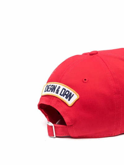 Shop Dsquared2 Patch Detail Cotton Cap In Red
