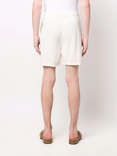 Shop Laneus Sponge Towel Bermuda Shorts In White