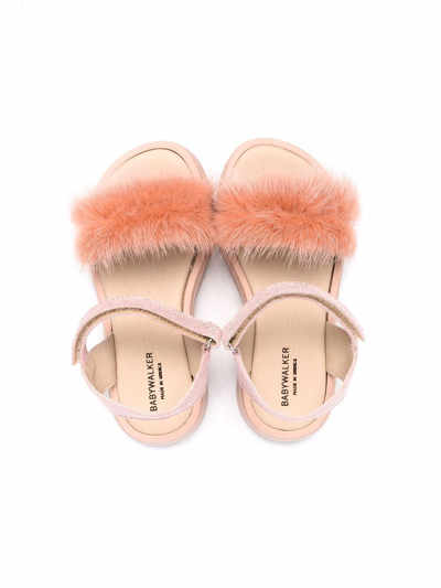 Shop Babywalker Faux Fur-trim Sandals In Pink