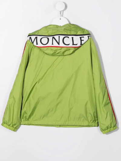 Shop Moncler Logo-patch Zip-up Hooded Jacket In Green
