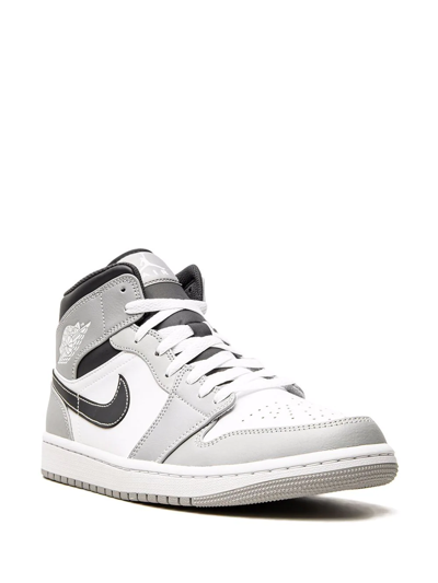 Shop Jordan Air  1 Mid "light Smoke Grey 2.0" Sneakers