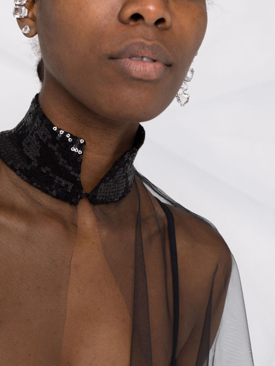 Atu Body Couture Sequin-embellished Sheer Top In Black
