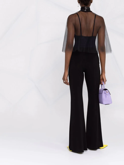 Atu Body Couture Sequin-embellished Sheer Top In Black