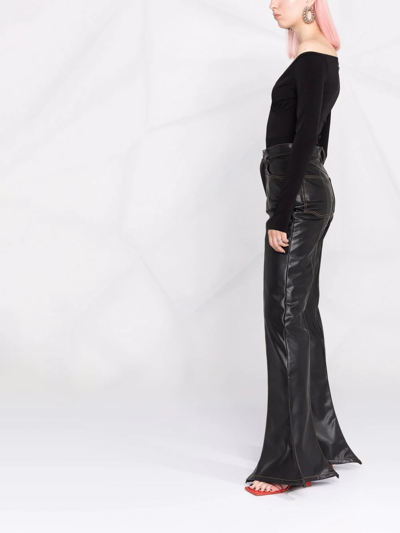 Shop Atu Body Couture V-neck Off-shoulder Bodysuit In Black