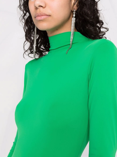 Shop Atu Body Couture Mock-neck Long-sleeved Jumpsuit In Green