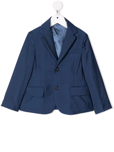 Shop Fay Single-breasted Wool Blazer In Blue