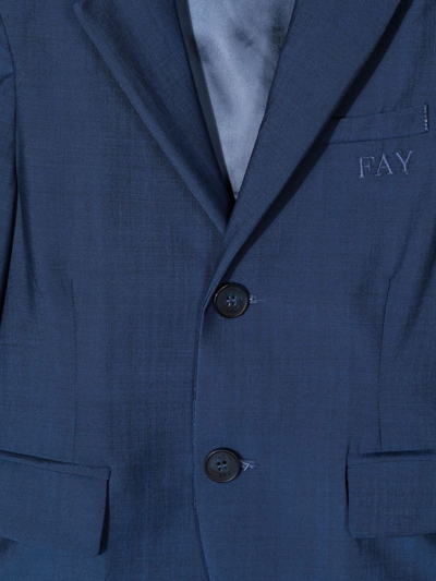 Shop Fay Single-breasted Wool Blazer In Blue