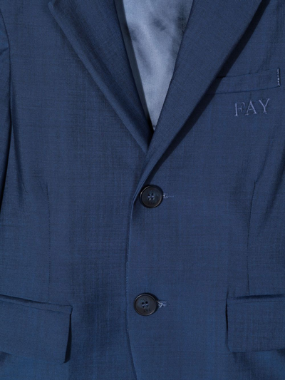 Fay Teen Single-breasted Wool Blazer In Blue