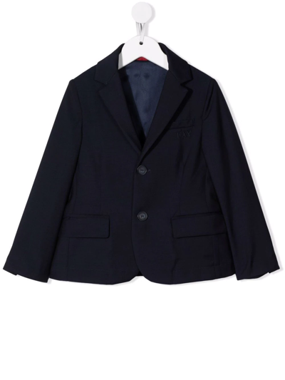 Shop Fay Single-breasted Wool Blazer In Blue