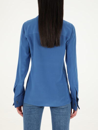 Shop Saint Laurent Light-blue Silk Shirt In Light Blue