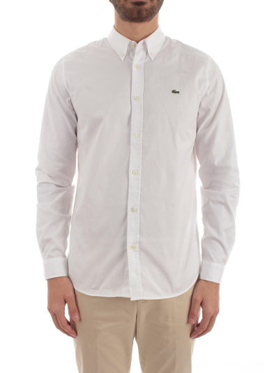 Shop Lacoste Men's White Cotton Shirt