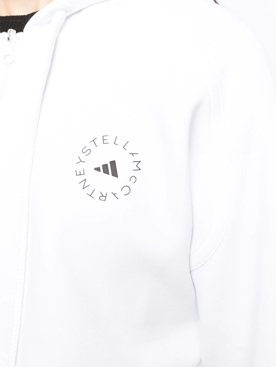 Shop Adidas By Stella Mccartney Logo-print Cropped Hoodie In Weiss