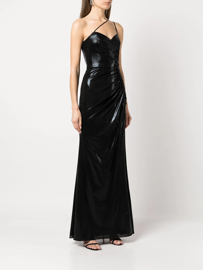 Shop Marchesa Notte Ruched One-shoulder Dress In Black
