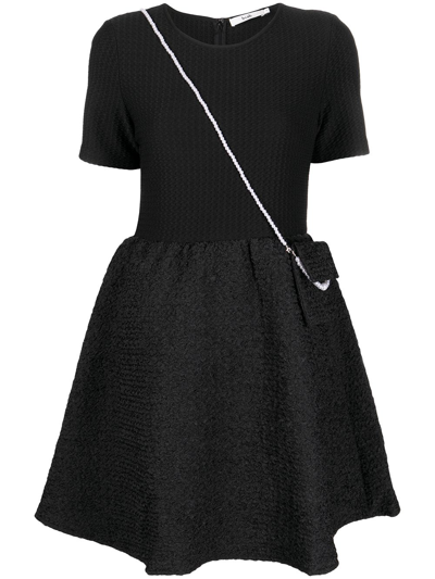 Shop B+ab Round Neck Flared Mini Dress In Schwarz