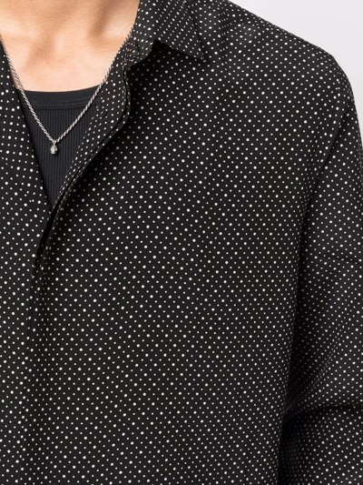 Shop Saint Laurent Polka-dot Long-sleeve Silk Shirt In Schwarz