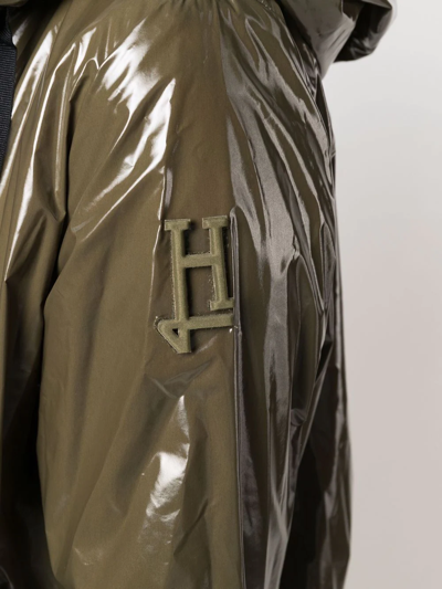 Herno Technical Fabric Hooded Jacket In Grün