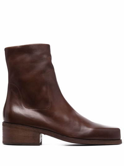 Shop Marsèll Cassello Leather Ankle Boots In Braun