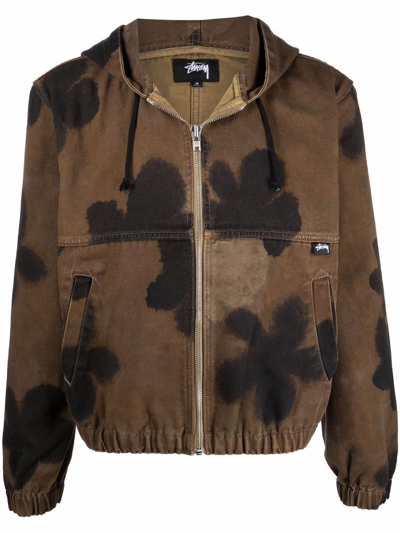 Stussy Floral-dye Hooded Jacket In Brown | ModeSens