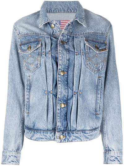 Shop Washington Dee Cee Pleat-detail Denim Jacket In Blau