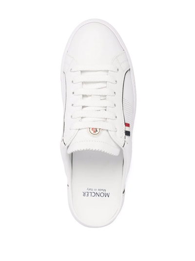 Moncler Leather Ariel Clog Sneakers In Weiss