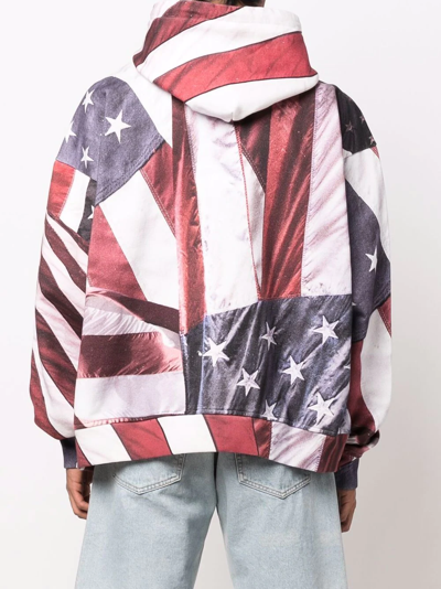 Shop 424 Flag-print Drawstring Hood In Rot