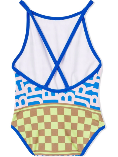 Shop Burberry Montage-print Swimsuit In Pink