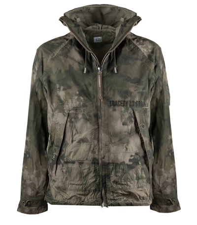 Shop C.p. Company Tracery Green Hooded Jacket