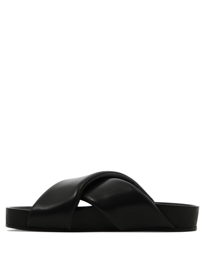 Shop Jil Sander Padded Leather Sandals In Black  